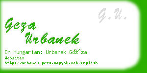 geza urbanek business card